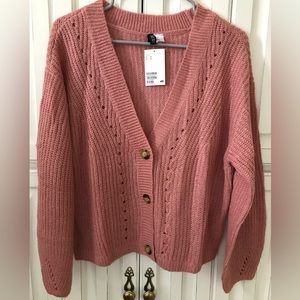 H&M Divided Peach Knit Button Front Cardigan